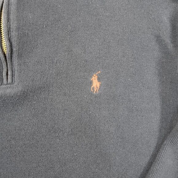 Polo Ralph Lauren Sweater Mens XL Blue Knitted Pony Logo Mock Neck Quarter Zip - Picture 7 of 9